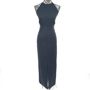 black plunge halter neck dress Plunging V Neck Halter Gown - Black